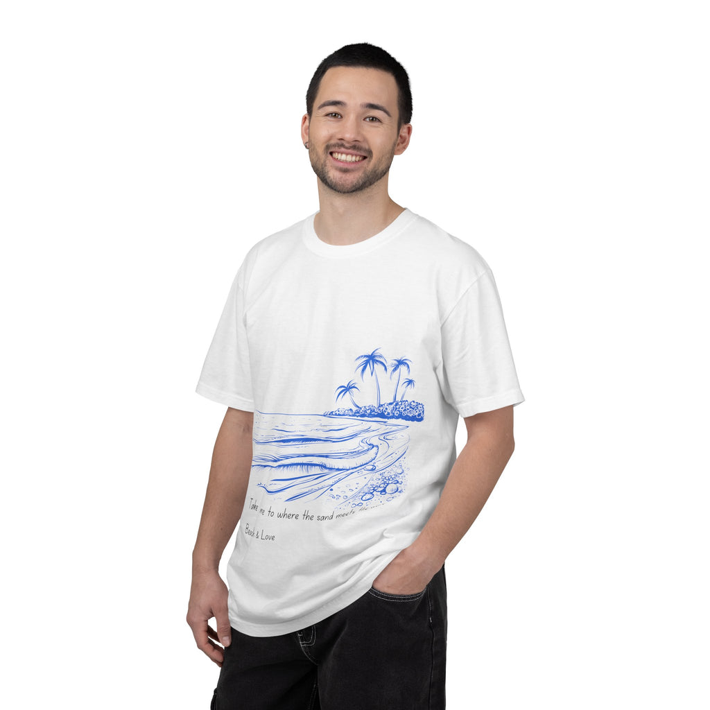 Beach Sketch T-Shirt — 'Take Me to Where the Sand Meets the Water' Relaxed Tee