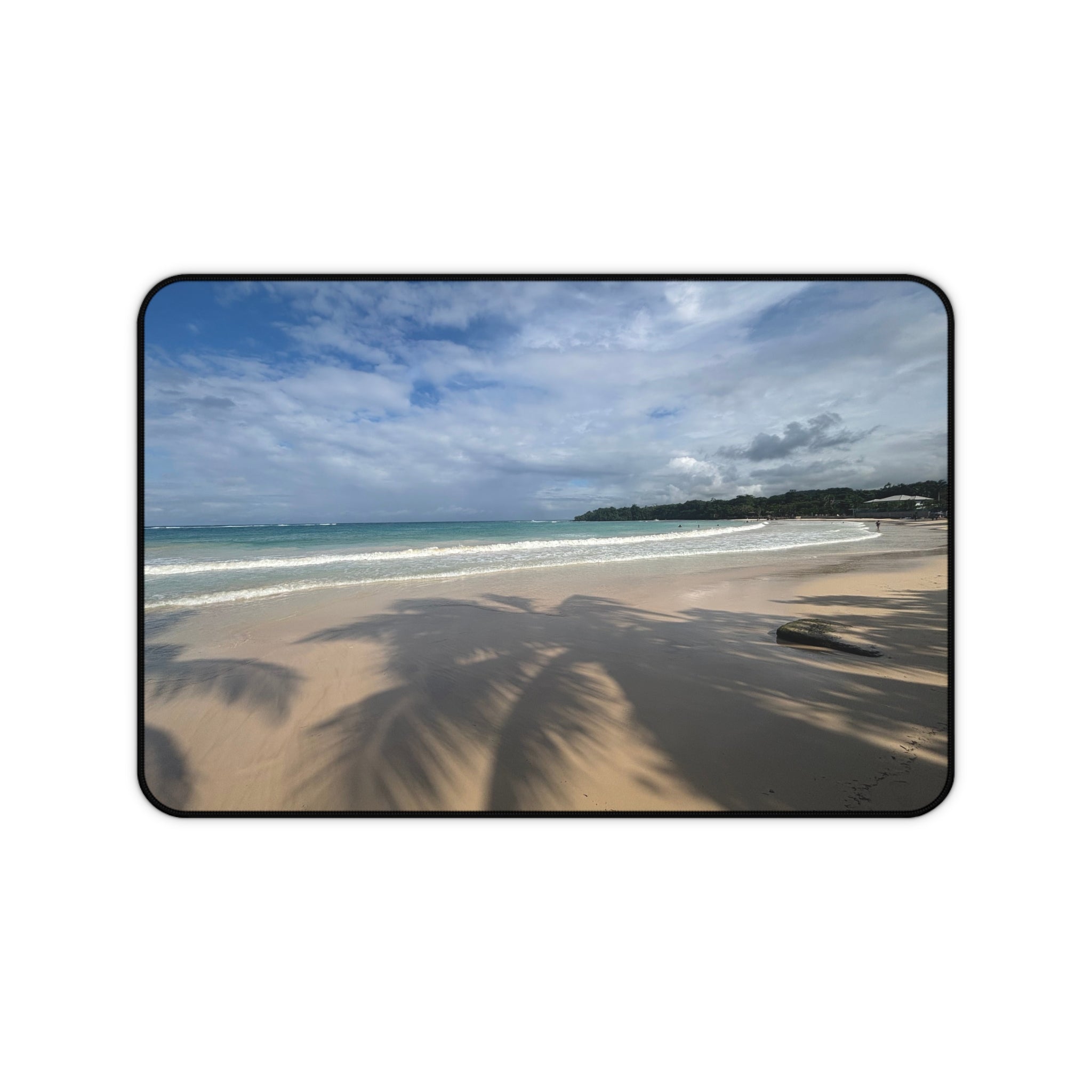 Beach Palm Shadows Desk Mat — Tropical Coastal Mouse Pad for Home Office