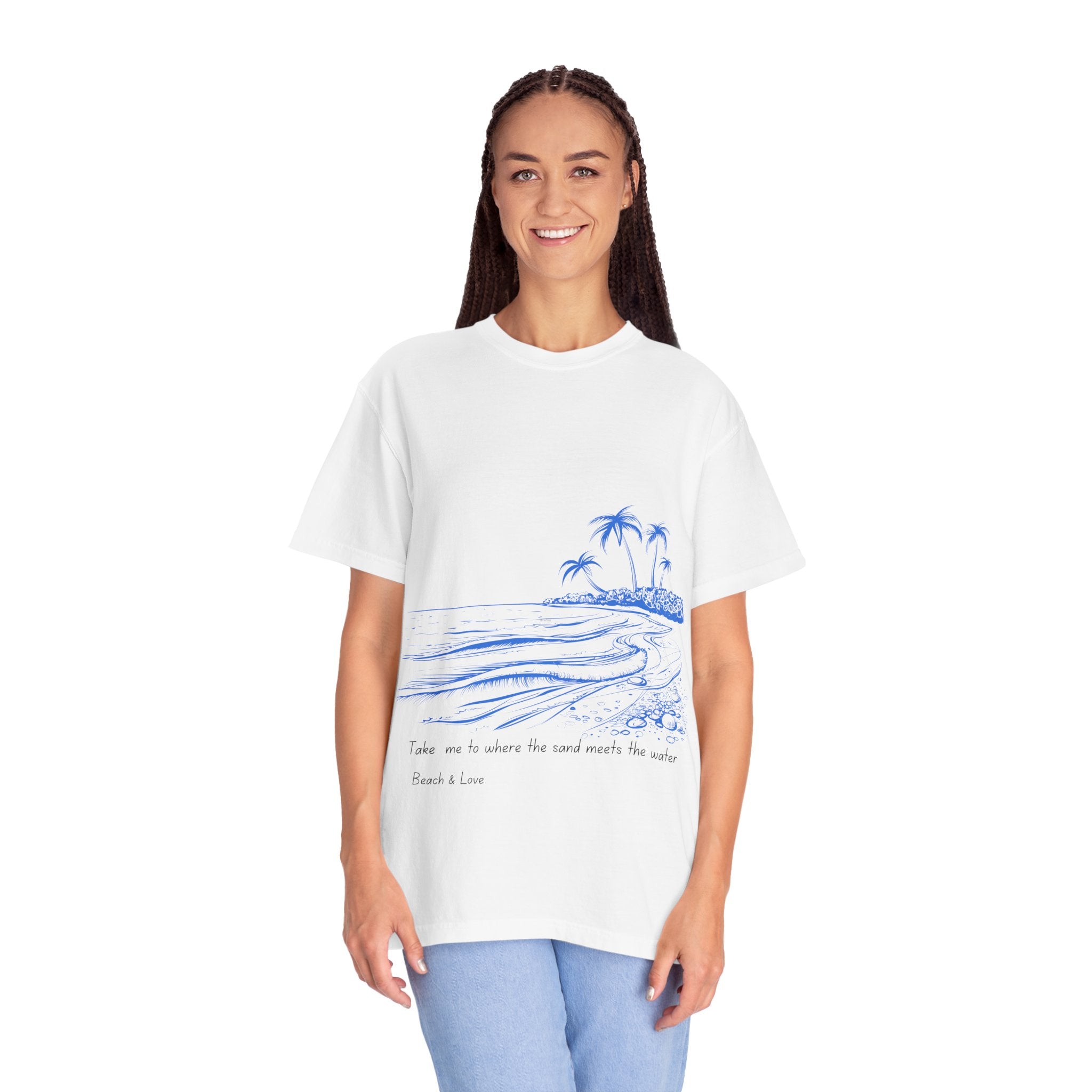 Beach Sketch T-Shirt — 'Take Me to Where the Sand Meets the Water' Relaxed Tee