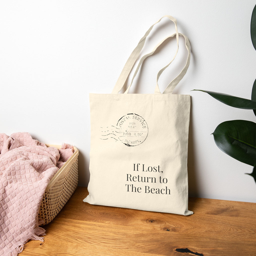 Tote Bag — "If I Lost Return to The Beach" Cotton Canvas Beach Tote